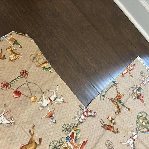 Vtg P Kaufmann Carousel Horse Fabric Tan‎ Geometric Circus Rocking Racing 53x54” - Picture 10 of 16